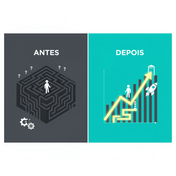 Ilustração de um gráfico de crescimento superando um de queda